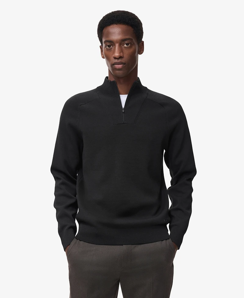 Mango Men's Breathable Zip-Neck Sweater