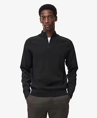 Mango Men's Breathable Zip-Neck Sweater