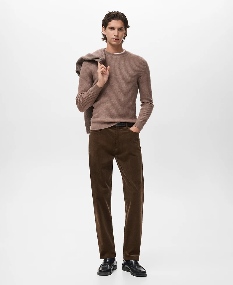 Mango Men's Knitted Ribbed Sweater