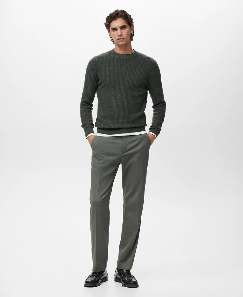 Mango Men's Knitted Ribbed Sweater