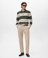 Mango Men's Knitted Wool Blend Polo Sweater