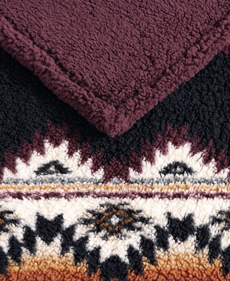 Wrangler Mountain Fog Printed Sherpa Throw, 50" x 70"