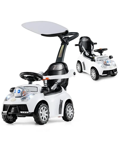 Mecale 3-in-1 Push Car for Toddler Sliding Car with Seat Belt and Canopy