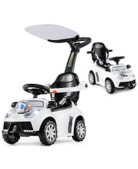 Mecale 3-in-1 Push Car for Toddler Sliding Car with Seat Belt and Canopy