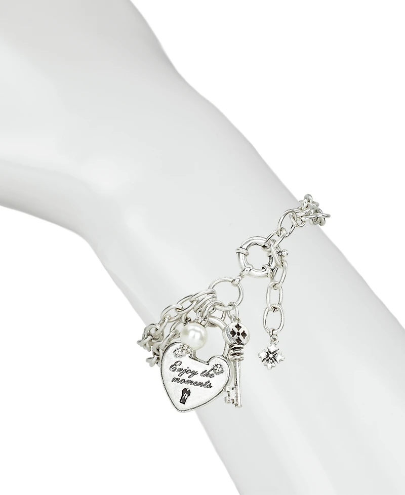 Patricia Nash Lock and Key Double Chain Bracelet