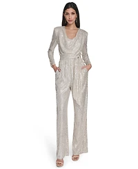 Eliza J Women's Long-Sleeve Social-Sequin Jumpsuit