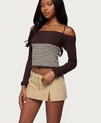 Edikted Women's Darya Striped Off Shoulder Knit Top