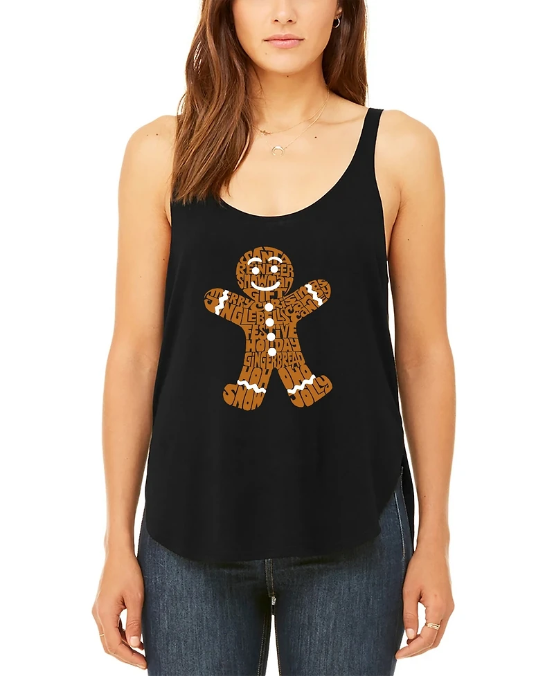 La Pop Art Women's Gingerbread Premium Word Flowy Tank Top