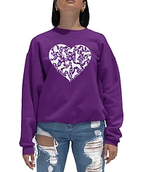 La Pop Art Women's Dog Heart Word Art Crewneck Sweatshirt
