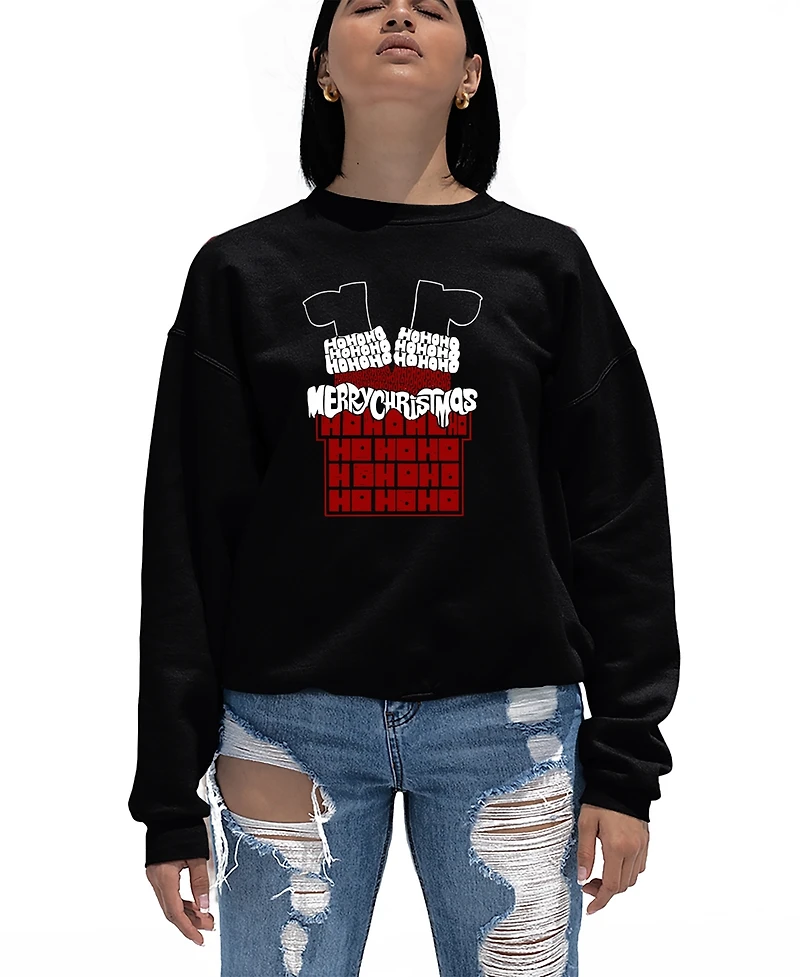 La Pop Art Women's Chimney Santa Word Crewneck Sweatshirt