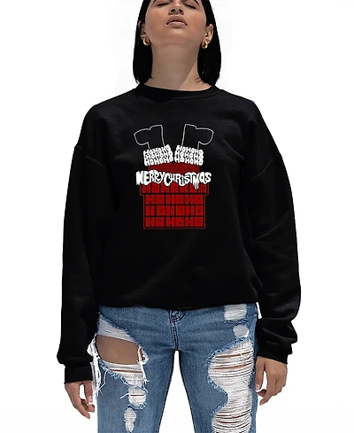 La Pop Art Women's Chimney Santa Word Crewneck Sweatshirt