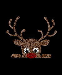 La Pop Art Women's Peeking Reindeer Word Crewneck Sweatshirt