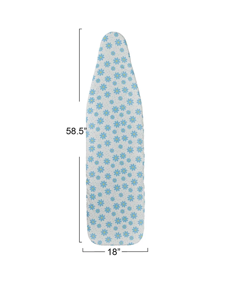 Household Essentials Deluxe Ironing Board Replacement Pad and Cover, Blue Floral Pattern