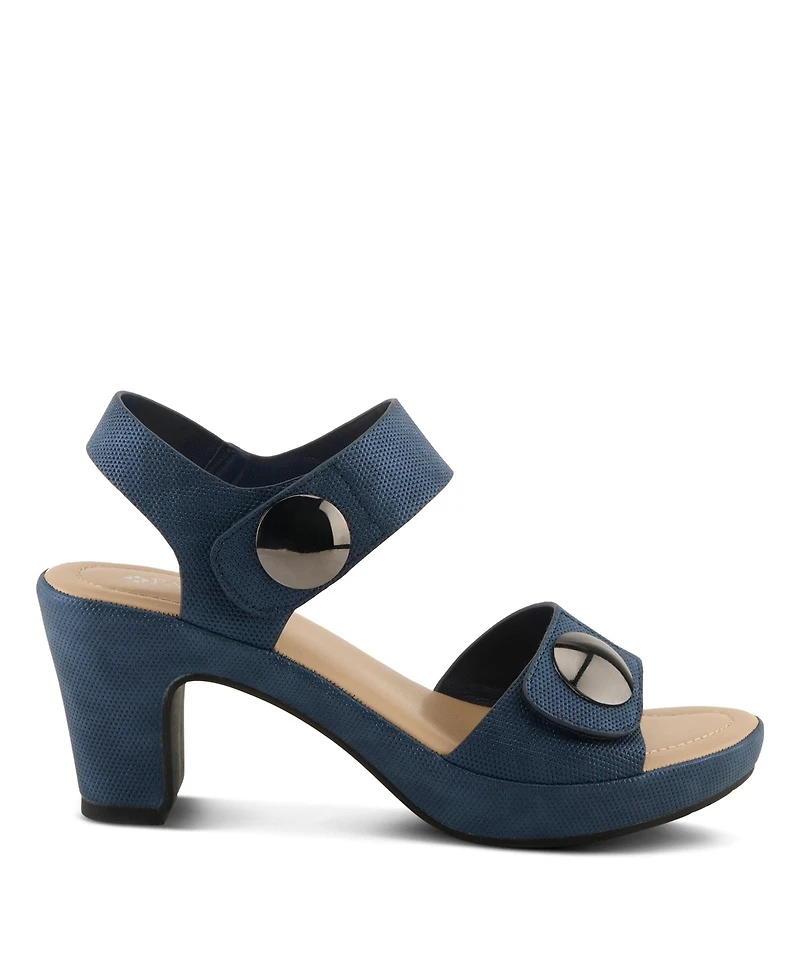 Patrizia Women's Dade-woven Textured Platform Sandals with Metallic Button Detail