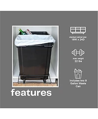 Household Essentials Glidez Steel Pull-Out Double 9 Gallon Plastic Trash Cans, Black