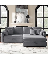 Hulala Home Brandee 2 - Piece Reversible Corduroy Sectional Sofa Chaise with Storage