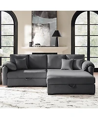 Hulala Home Brandee 2 - Piece Reversible Corduroy Sectional Sofa Chaise with Storage