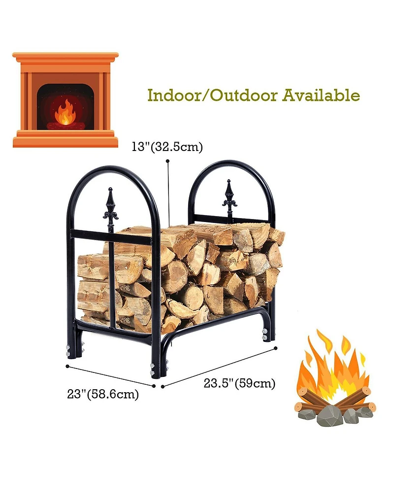 Sugift 2 Feet Outdoor Heavy Duty Steel Firewood Storage Holder