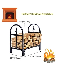 Sugift 2 Feet Outdoor Heavy Duty Steel Firewood Storage Holder
