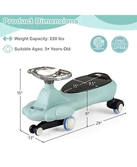 Kids Wiggle Car with Flashing Wheels, Music & Storage