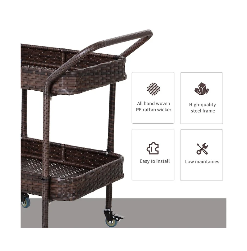 Slickblue Portable Outdoor Grill Cart with Prep Space and Storage