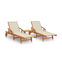 vidaXL Sun Lounger Solid acacia wood Standard Foldable