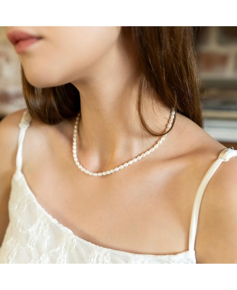 Spero London Natural Freshwater Real Seed Pearl Strand Necklace