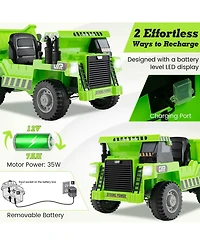 Sugift Kids Ride on Dump Truck 12V Ride on Car with Electric Dump Bed