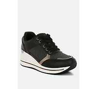 London Rag Womens Vespera Faux Leather & Mesh Sneakers