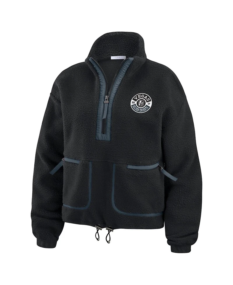Wear by Erin Andrews Women's Black Vegas Golden Knights Polar Fleece Half-Zip Jacket