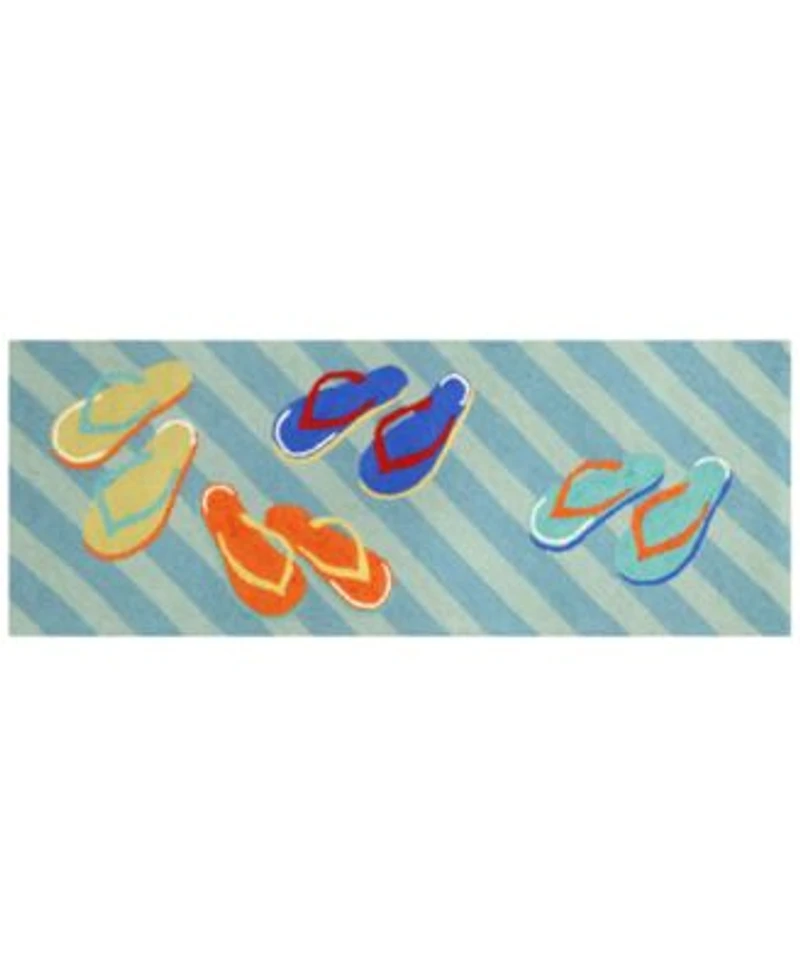 Liora Manne Front Porch Indoor Outdoor Flip Flops Blue Area Rug
