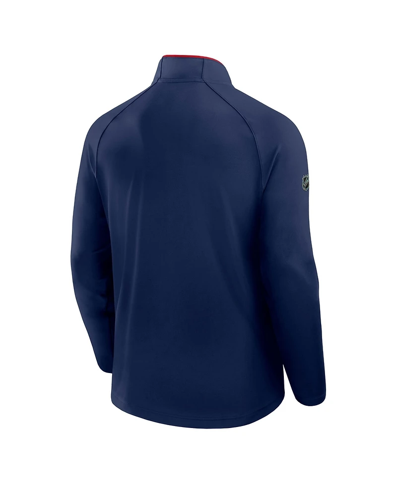 Men's Navy Columbus Blue Jackets Authentic Pro Rink Training Quarter-Zip Pullover Sweatshirt