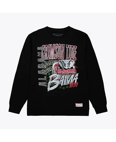 Mitchell & Ness Men's Black Alabama Crimson Tide Half Time Fleece Crewneck Sweatshirt