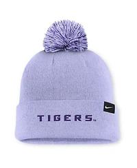 Nike Men's Light Purple Lsu Tigers Primetime Peak Campus Cuffed Knit Hat with Pom