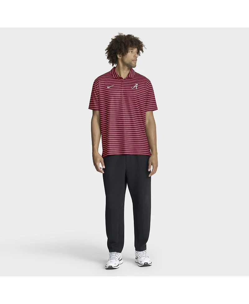 Nike Men's Crimson Alabama Tide 2025 Coaches Premium Tour Stripe Dri-fit Polo Shirt