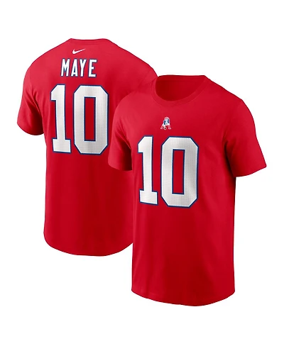 Nike Men's Drake Maye Red New England Patriots Name Number T-Shirt