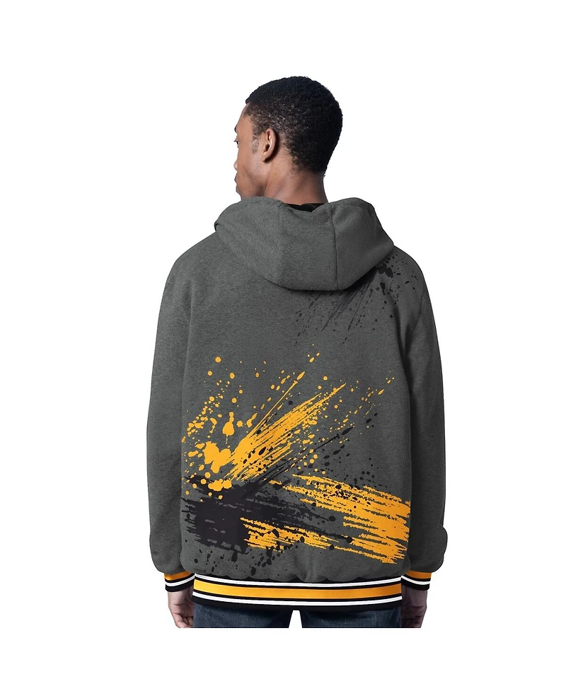 Men's Black/Charcoal Pittsburgh Steelers Dual Threat Reversable Full-Zip Hooded Jacket