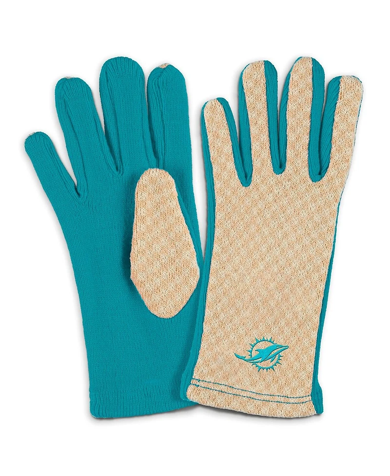 Wear by Erin Andrews Women's Miami Dolphins Tonal Microcheck Scarf Glove Set