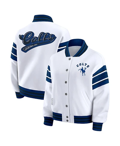 Wear by Erin Andrews Women's White Indianapolis Colts Plus Full-Snap Fleece Sweatshirt Jacket