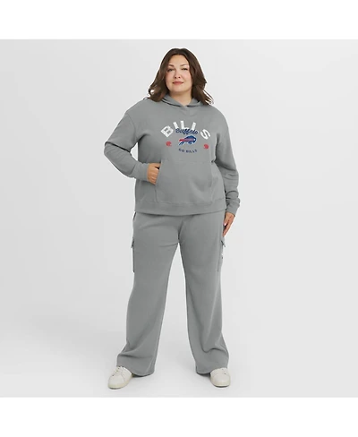 Women's Gray Buffalo Bills Plus Waffle-Knit Hooded Shirt & Pants Lounge Set
