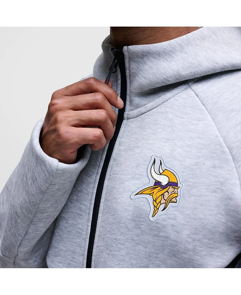 Nike Men's Heather Gray Minnesota Vikings Tech Fleece Full-Zip Windrunner Hoodie