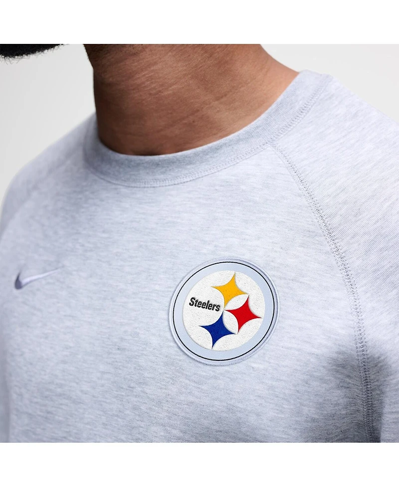 Nike Men's Heather Gray Pittsburgh Steelers Tech Fleece Raglan Sweatshirt