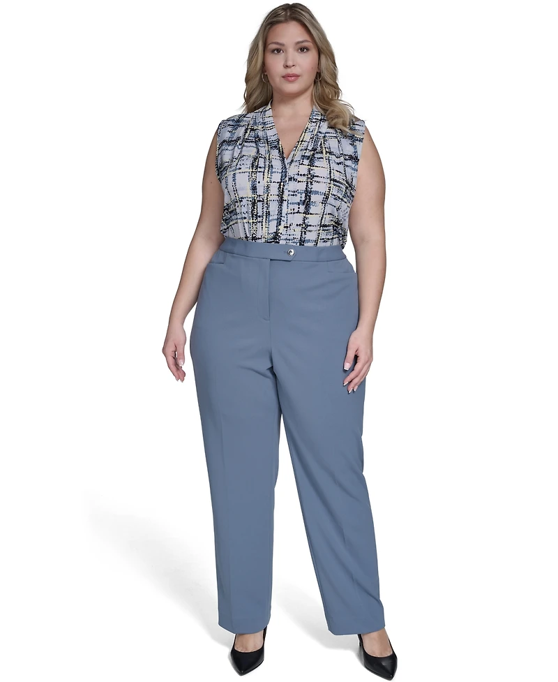 Calvin Klein Plus Scuba Full Length Crepe Pants