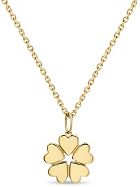 Devata Clover Heart Pendant Necklace – 14K Gold, Adjustable 16–18 in