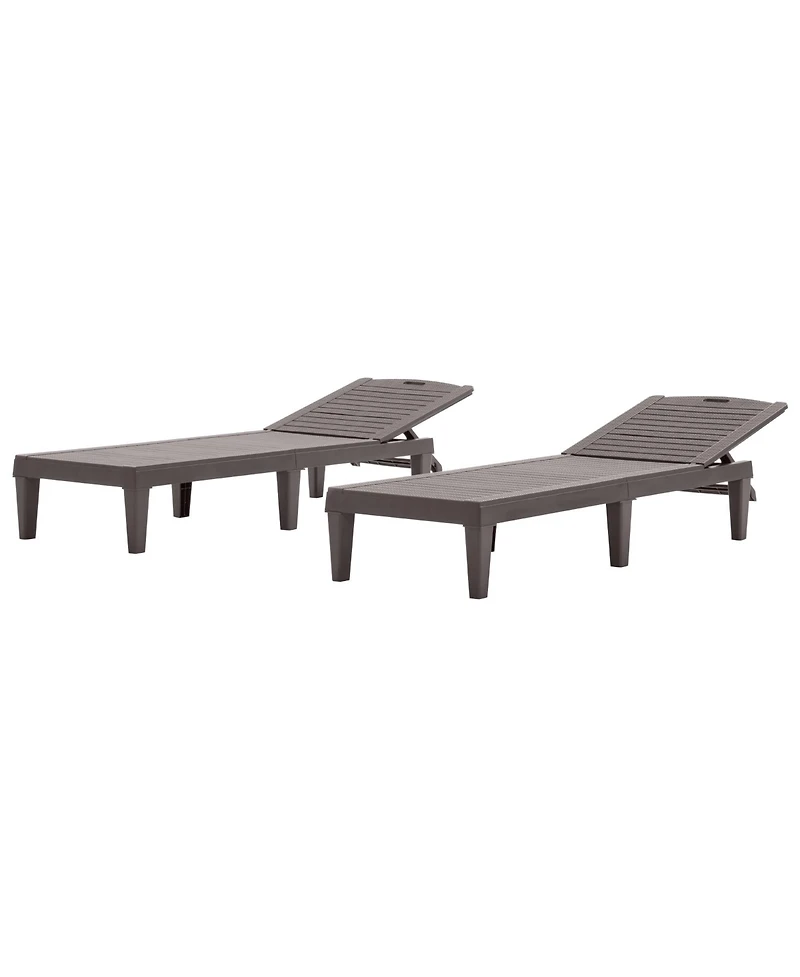 Streamdale Resin Outdoor Chaise Lounge Set - Dark Brown