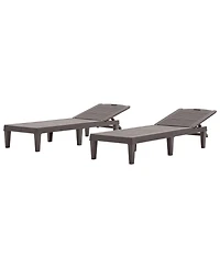 Streamdale Resin Outdoor Chaise Lounge Set - Dark Brown