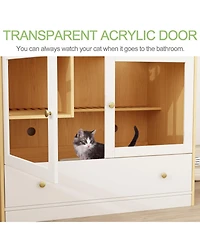 Cat Litter Box Furniture Hidden, Cats Condo Pet House with Stairs, Indoor Cat Litter House