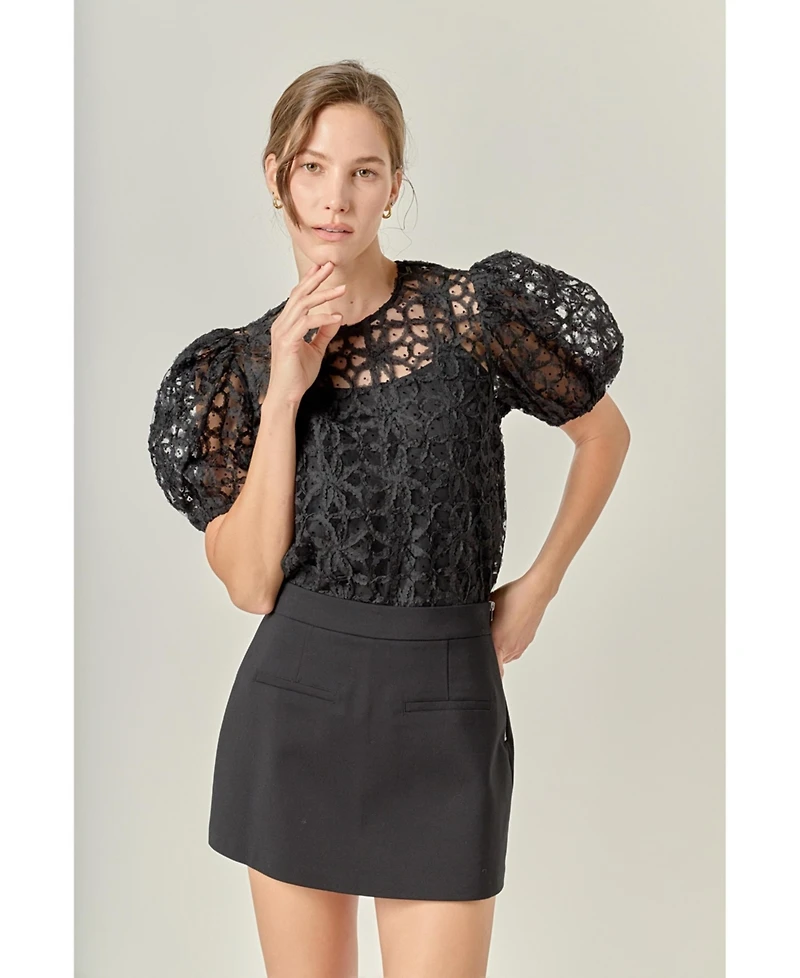 English Factory Women's Floral Texture Top