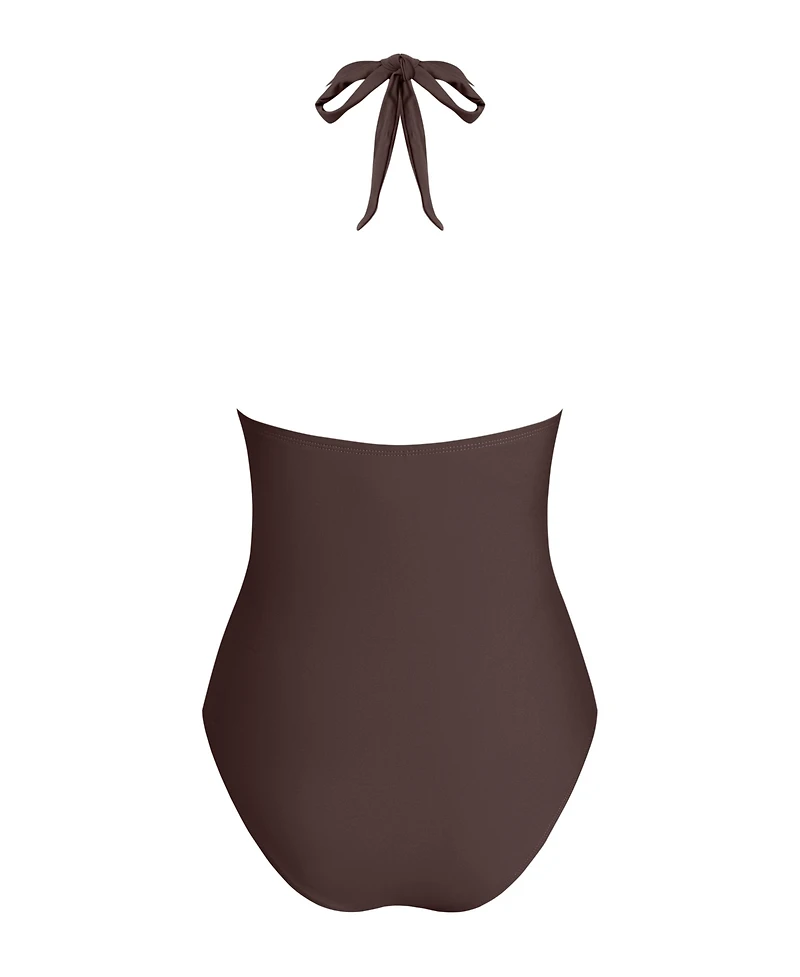 Cupshe Women's Halter V Neck One Piece Swimsuit with Ring Detail