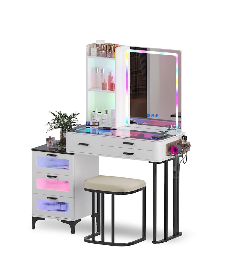 Vlsrka Vanity Makeup Desk with Mirror and Lights